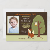 Waldfüchse und Schale jedes Fotos im Alter zum Geb Einladung (Vorderseite)