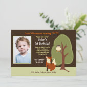 Waldfüchse und Schale jedes Fotos im Alter zum Geb Einladung (Stehend Vorderseite)