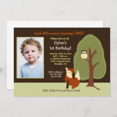 Waldfüchse und Schale jedes Fotos im Alter zum Geb Einladung (Vorne/Hinten)