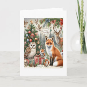 Waldfüchse und Weihnachten Karte