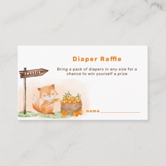 Waldfüßer Zitrusfrüchte Farm Windelwulst Raffle Ba Begleitkarte (Vorderseite)