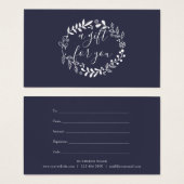 Waldgarland Navy Blue Geschenkgutschein (Vorne & Hinten)