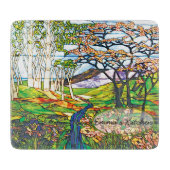 Waldgarten Vintages Tiffany beflecktes Glas Schneidebrett (Vorderseite)