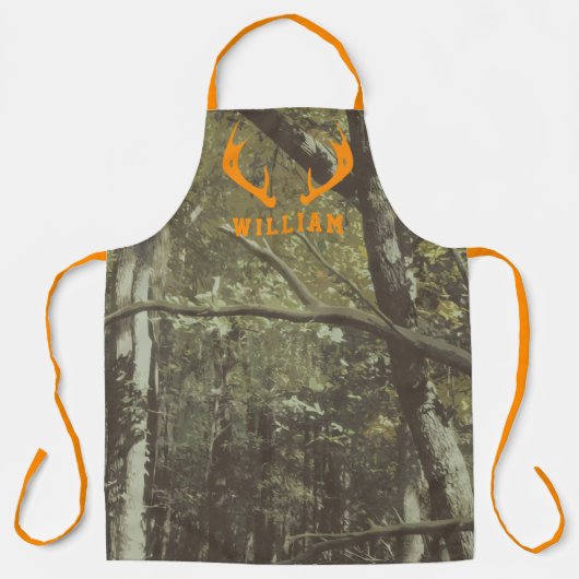 Waldgebiet Camouflage Muster Orange Deer Antlers Schürze (Vorderseite)