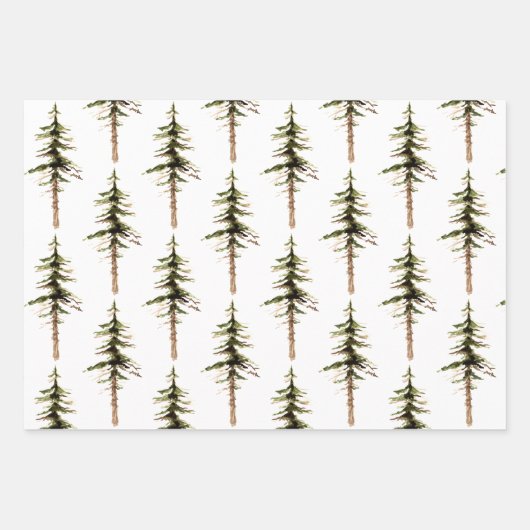 Waldgebiet Pine Cedar Tree Wald Wrapping P Geschenkpapier Set (Vorderseite)