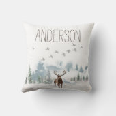 Waldgebirge Land Hirsch mit Namen Kissen (Rückseite)