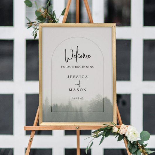 Waldgebirge Wälder Pinienhochzeit Begrüßungszeiche Poster