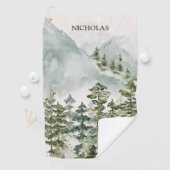 Waldgebirge Wasserfarbenwelt Landschaft Golfhandtuch (Insitu)