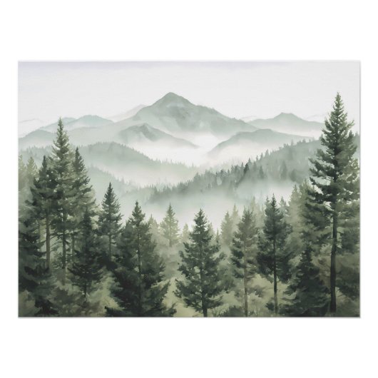 Waldgebirgslandschaft Poster (Vorderseite)