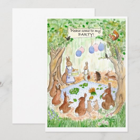 Waldgeburtstags-Party Einladung (Vorne/Hinten)