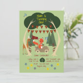 Waldgeburtstags-Party Einladung (Stehend Vorderseite)
