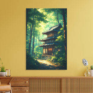 Waldgeflüster: Ein verborgenes japanisches Retreat Leinwanddruck