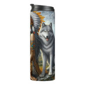 Waldgeist, Frau, Wolfskind. Thermosbecher (Nach rechts gedreht)