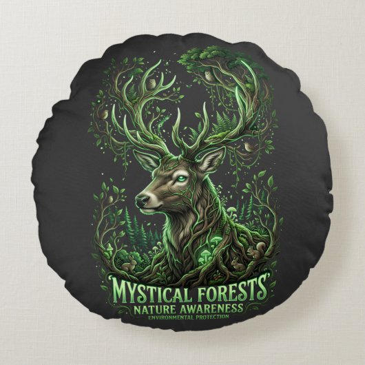 Waldgeist Rundes Kissen (Vorderseite)