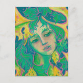 Waldgeist, surreale Fantasie Portrait Grünes Volk Postkarte (Vorderseite)