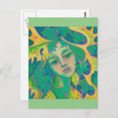 Waldgeist, surreale Fantasie Portrait Grünes Volk Postkarte (Vorne/Hinten)