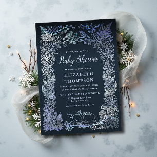 Waldgeschichte-Buch-Schiefer Winter-Baby-Shower Folieneinladung