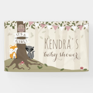 Waldgeschöpf-rosa Babyparty Banner