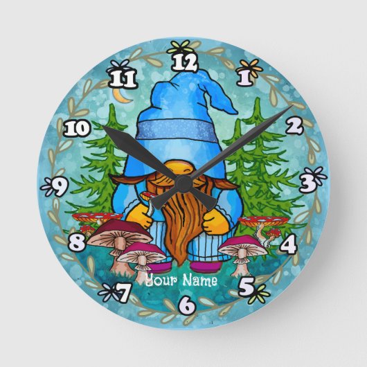 Waldgnom  runde wanduhr (Vorderseite)