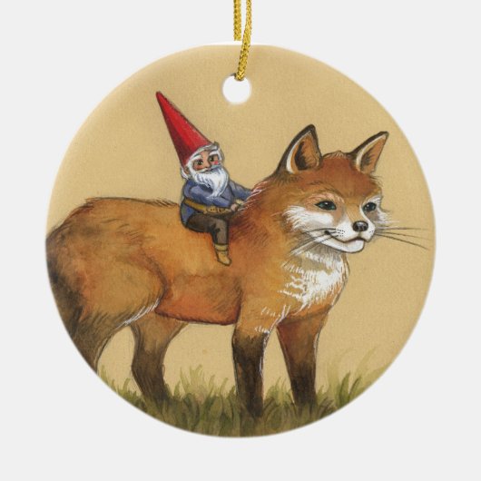WaldGnome und roter Fox Keramikornament (Vorne)
