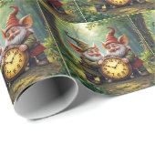 Waldgnomen mit alter Uhr Geschenkpapier (Rolleneckpunkt)