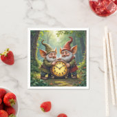 Waldgnomen mit alter Uhr Serviette (Beispiel)