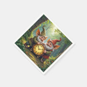 Waldgnomen mit alter Uhr Serviette (Ecke)