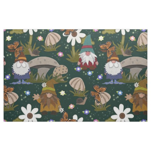 Waldgnomen Pilze und Schmetterlinge Stoff (Fat Quarter (45,7 x 55,9 cm))