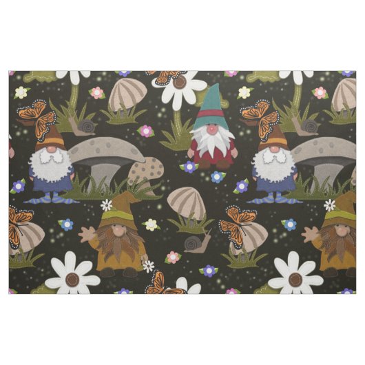 Waldgnomen Pilze und Schmetterlinge Stoff (Fat Quarter (45,7 x 55,9 cm))