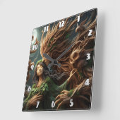 Waldgötter umklammern sich unter Mondlicht Quadratische Wanduhr (Winkel)