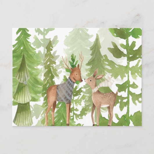 Waldgrün Baby Deer Pine Postcard Postkarte (Vorderseite)