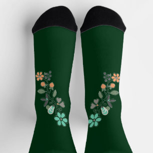 Waldgrün-Botanik-Waldland-Erbe-Logo Socken