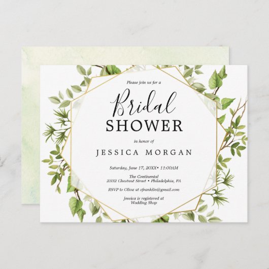 Waldgrün Bridal Dusche Einladung Postkarte (Vorne/Hinten)