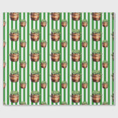 Waldgrün chic Kleeblattfass St. Patrick Tag Geschenkpapier (Flach)