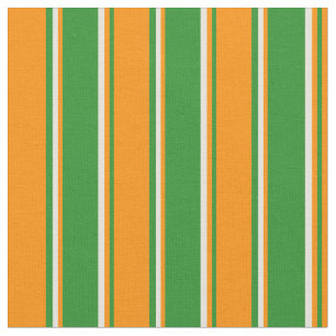 Waldgrün, dunkelorange und Beige Streifen Stoff