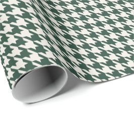 Waldgrün & Elfenbein-Hahnentritt-Muster | Elegant Geschenkpapier