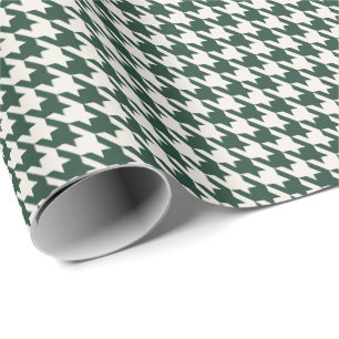 Waldgrün & Elfenbein-Hahnentritt-Muster Elegant Geschenkpapier