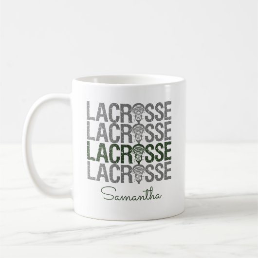 Waldgrün erschüttert Lacrosse Word Kaffeetasse (Links)