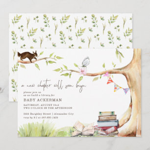 Waldgrün   Erstellen eines Bibliotheksbabys Einladung