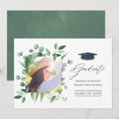 Waldgrün Eukalyptus-Abschluss Ankündigung (Vorne/Hinten)