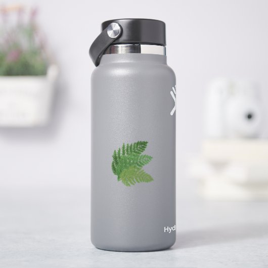 Waldgrün-Farne-Waldfarne-Blätter Aufkleber (HydroFlask)