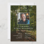 Waldgrün Feier des Lebens Beerdigung Foto Einladung (Vorderseite)