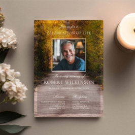 Waldgrün Feier des Lebens Beerdigung Foto Einladung