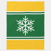 Waldgrün Gelb Orangefarbene weiße Streifen Schneef Fleecedecke (Vorderseite)