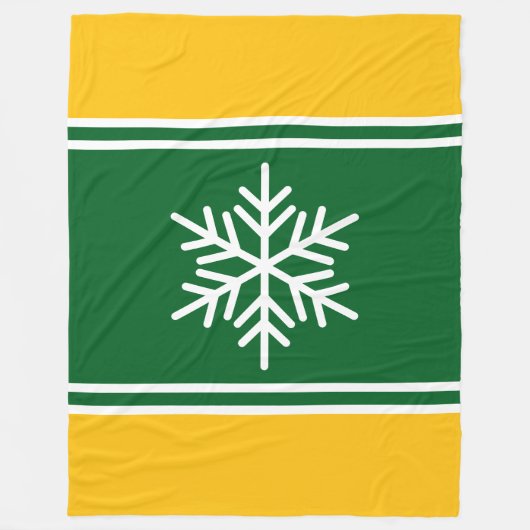 Waldgrün Gelb Orangefarbene weiße Streifen Schneef Fleecedecke (Vorderseite)