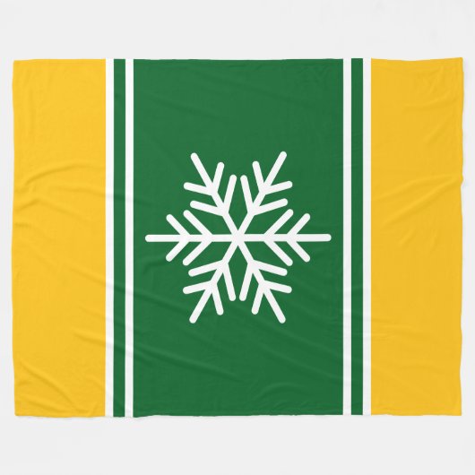 Waldgrün Gelb Orangefarbene weiße Streifen Schneef Fleecedecke (Vorderseite (Horizontal))