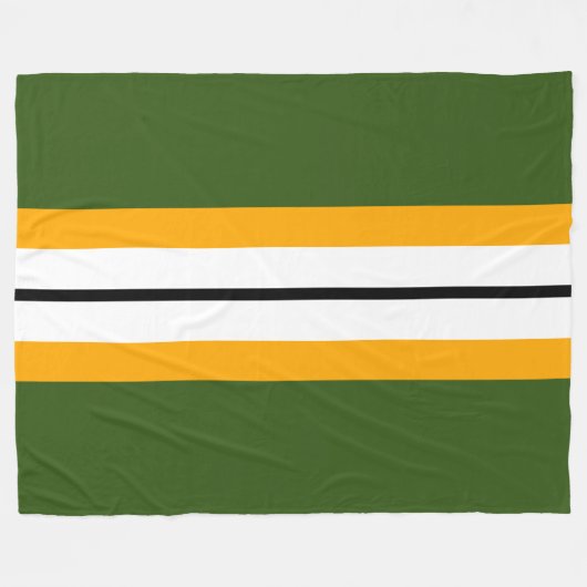 Waldgrün Gelb Schwarz-weiße Rennstreifen Fleecedecke (Vorderseite (Horizontal))