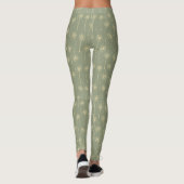 Waldgrün-gelbes-bohemian-Löwenzahn-Muster Leggings (Rückseite)
