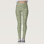 Waldgrün-gelbes-bohemian-Löwenzahn-Muster Leggings (Vorderseite)