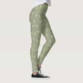 Waldgrün-gelbes-bohemian-Löwenzahn-Muster Leggings (Rechts)